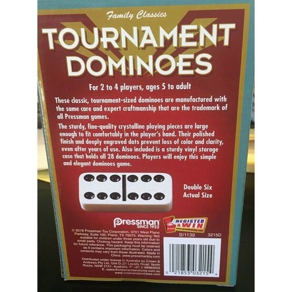 Family Classics Tournament Dominoes Double Six Crystalline Tiles in Storage Case - Picture 2 of 3